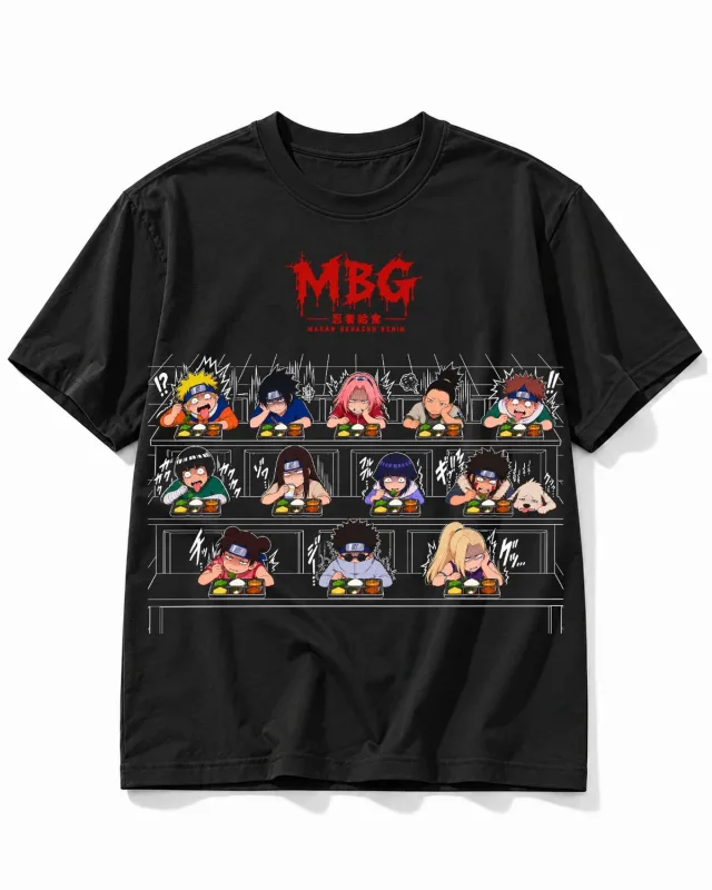 Kaos anime MBG — Makan Beracun Genin warna Hitam tampak depan